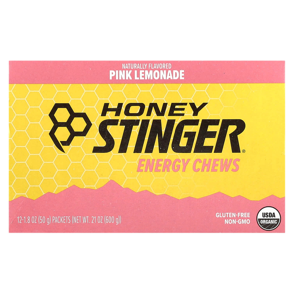 Honey Stinger, Energy Chews, розовый лимонад, 12 пакетиков по 50 г (1,8 унции)