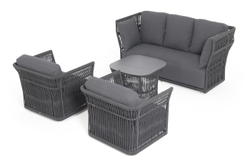 "Лугано" лаунж-зона 5-местная плетеная из роупа (веревки), каркас алюминиевый темно-серый, роуп темно-серый