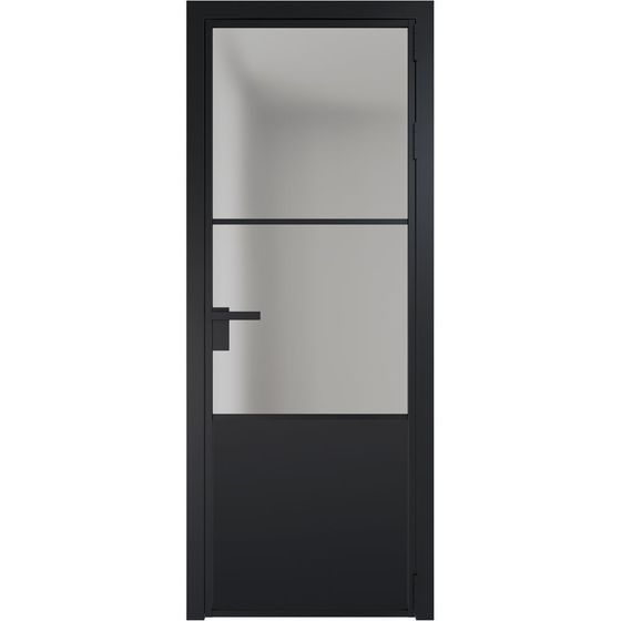 Алюминиевая дверь 20AG чёрная матовая RAL9005 стекло матовое