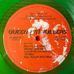 Винтажная виниловая пластинка LP Queen Live Killers (Japan 1979) (Obi) (Red and Green Vinyl)