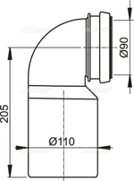 Колено стока, комплект 90/110 AlcaPlast M906