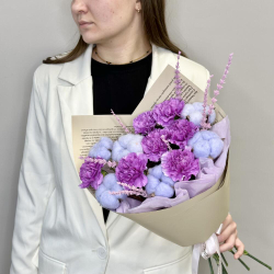 «Грёзы» сиреневые диантусы с хлопком и лавандой
