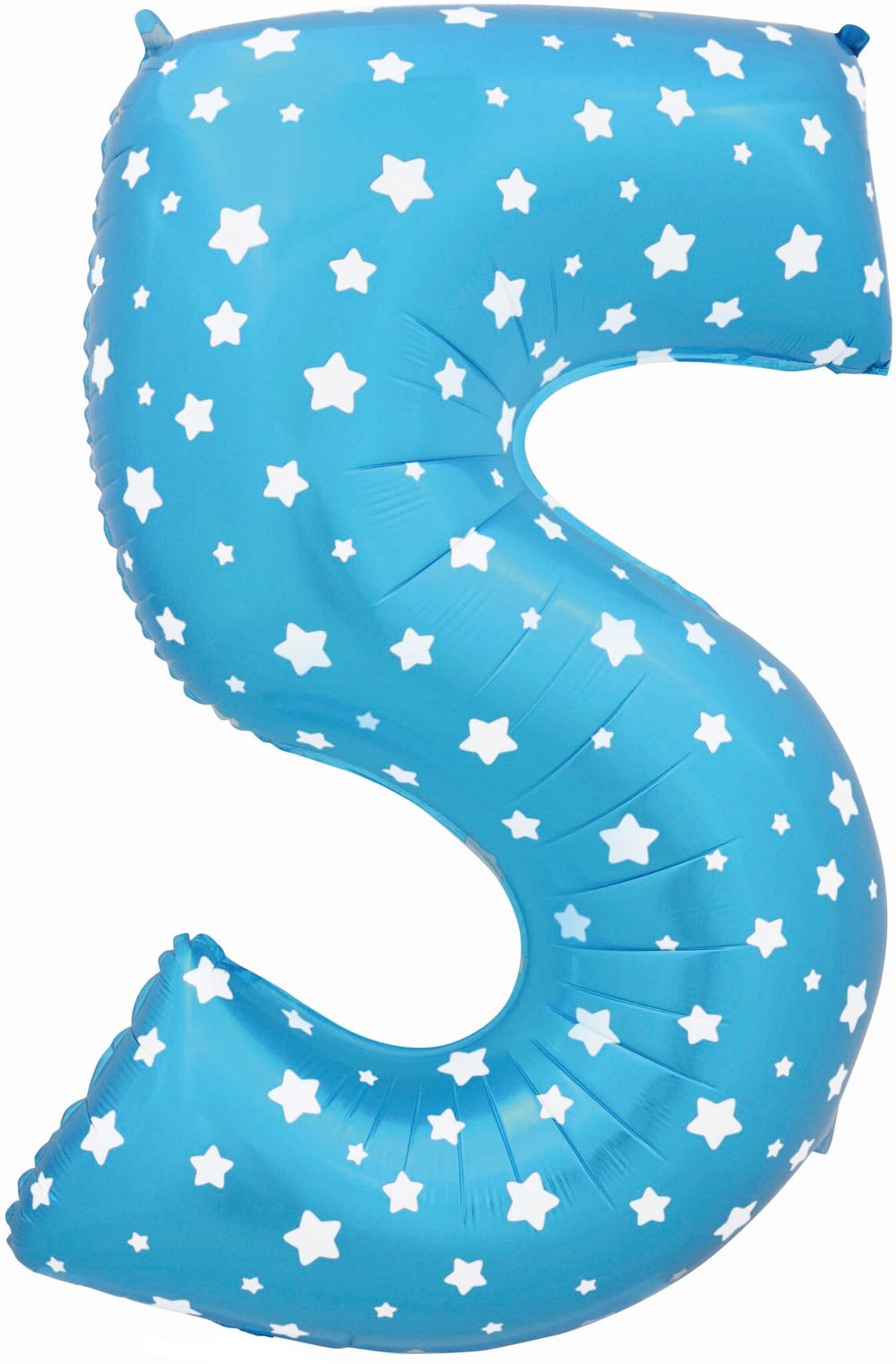Шар (40"/102 см) Цифра, 5, Звездочки, Голубой, в упаковке 1 шт.