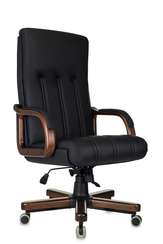 Кресло руководителя Бюрократ T-9932Walnut черный кожа крестов. металл/дерево