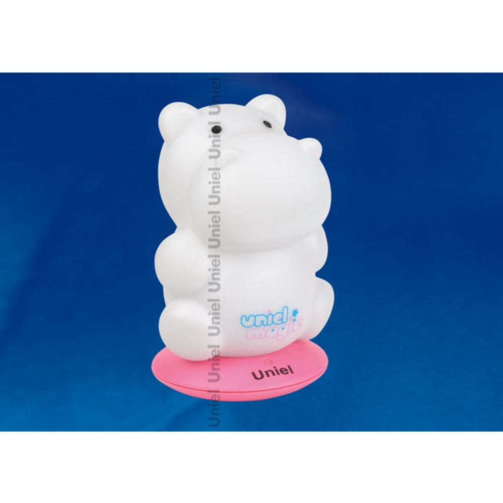 DTL-305-Бегемотик/3color/Base pink/Rech Светильник-ночник серия «Волшебные фонарики» аккумуляторный на розовой подставке. Пластиковая упаковка