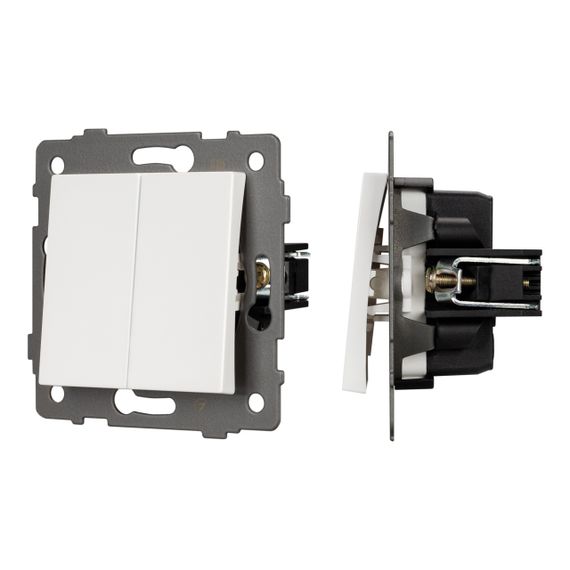 Механизм выключателя двухклавишный проходной SWT-MKP2-PL-WH-V (250V, 10A) Arlight 049892