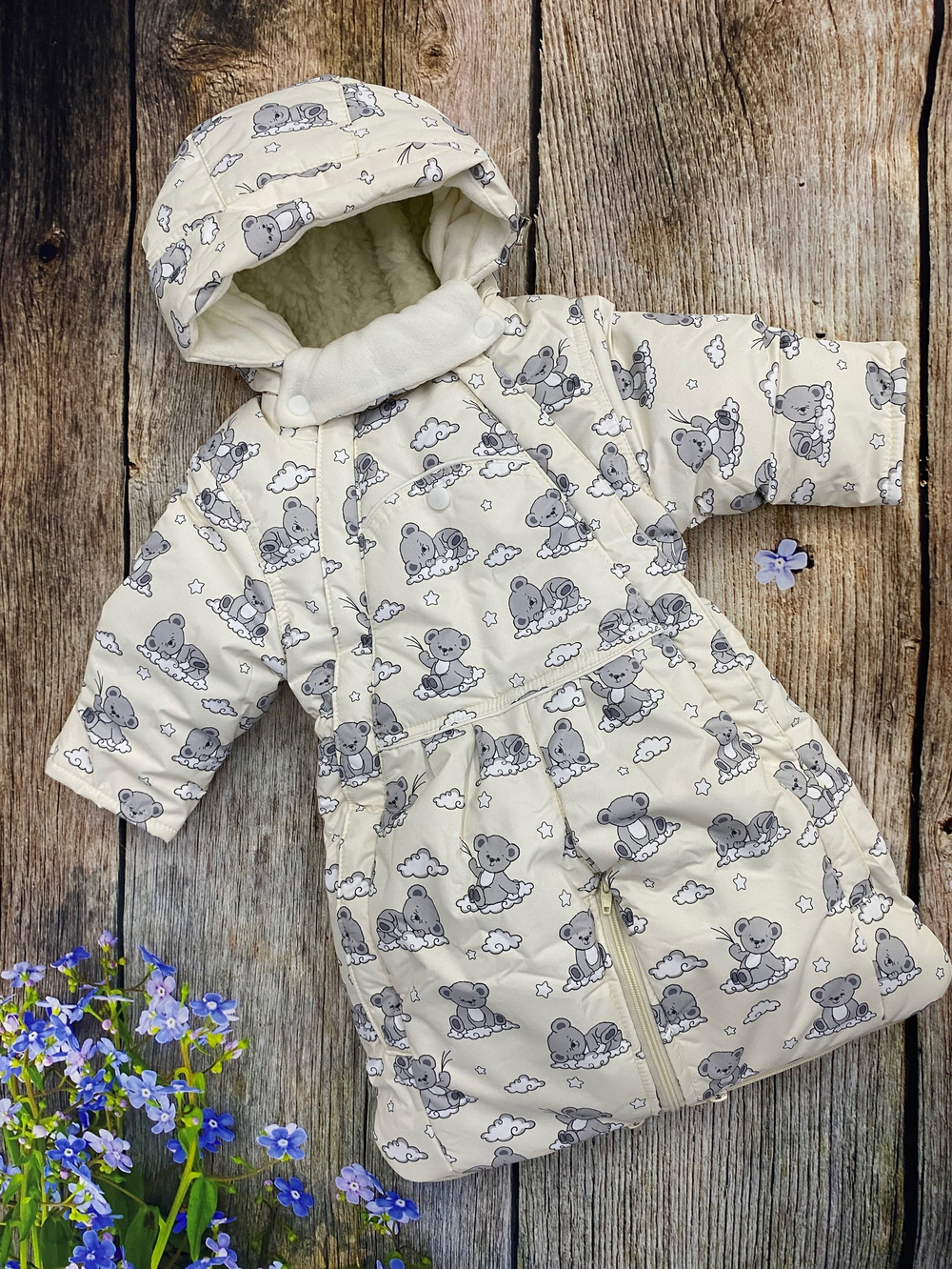 Комбинезон-трасформер детский 2в1 "Мишутка" , модель: 72-18 (Цвет: Песочный, Размер: 80)