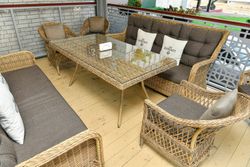 "Гляссе" диван трехместный из искусственного ротанга, цвет соломенный