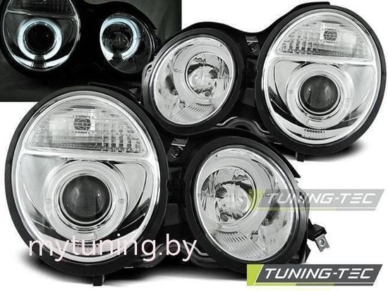 Передние фары angel eyes chrome для Mercedes E W210