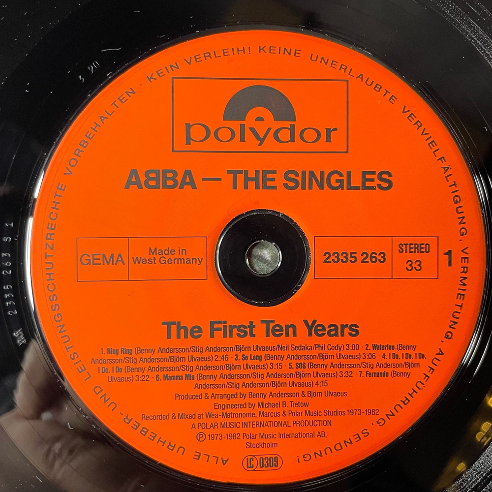 Винтажная виниловая пластинка LP ABBA АББА The Singles (The First Ten Years) (Германия 1982)