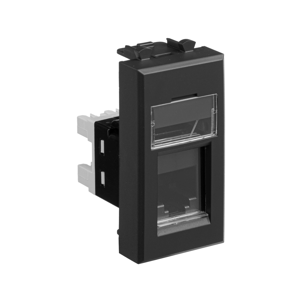 Телефонная розетка RJ-12 модульная, "Avanti", "Черный матовый", 1 модуль