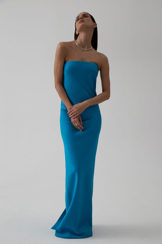 Платье макси корсетное из сатина