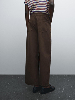 Massimo Dutti Брюки из смесового хлопка, шоколадный