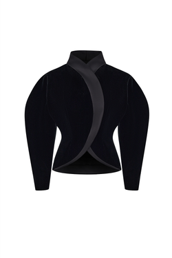 Объемный жакет из бархата и атласа