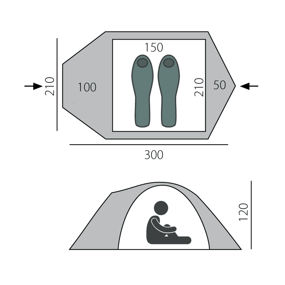 Водостойкая двухместная палатка Btrace Talweg 2+ (300х210х120 см)