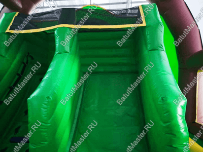 Надувной батут «Зверята с крышей 3» со скалодромом, с коричневый, 14х7х6 м