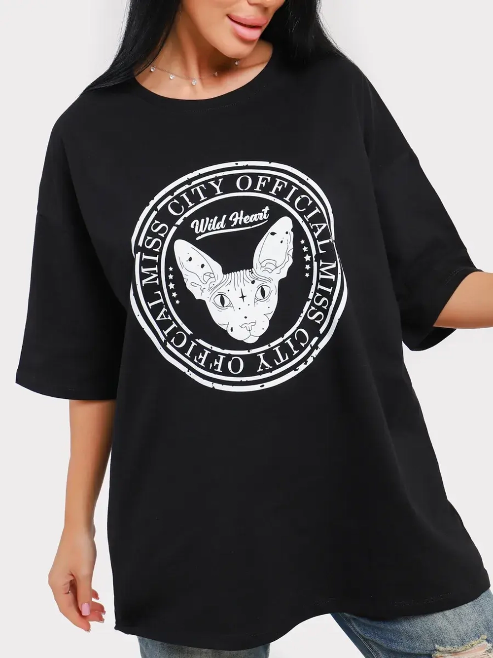 Футболка оверсайз больших размеров принт