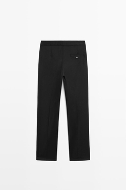 Massimo Dutti Прямые брюки из 100% холодной шерсти, черный
