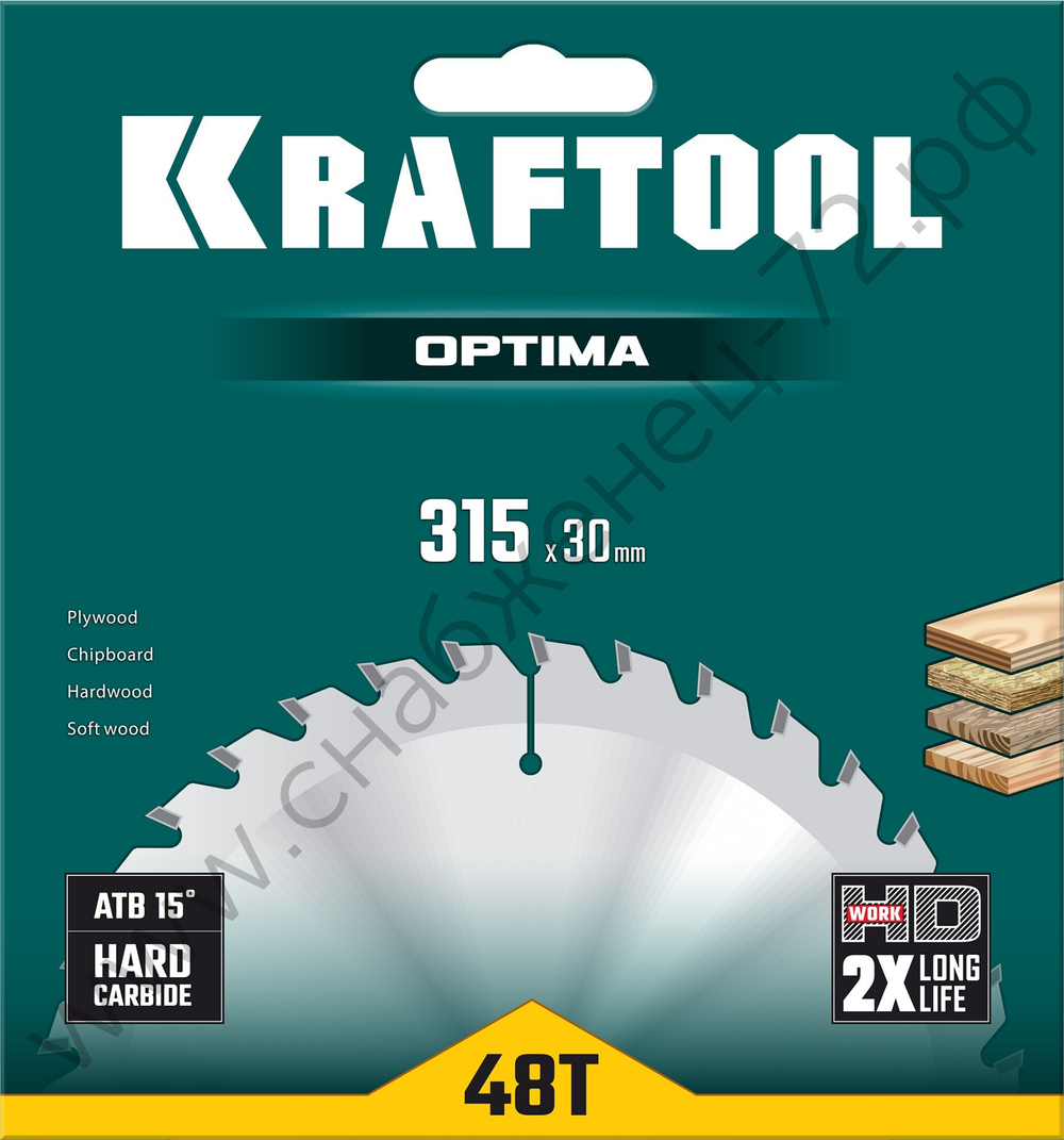 KRAFTOOL Optima 315х30мм 48Т, диск пильный по дереву