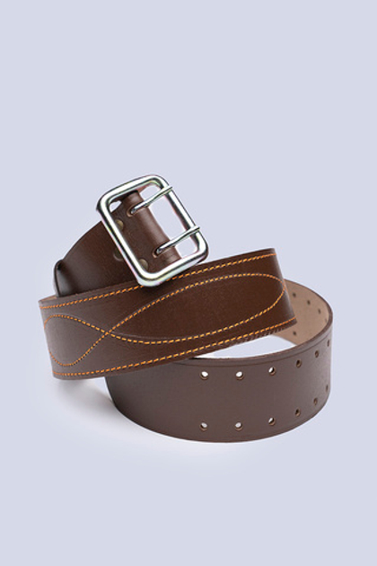 Ремень двухшпеньковый (коричневый, натуральная кожа)
