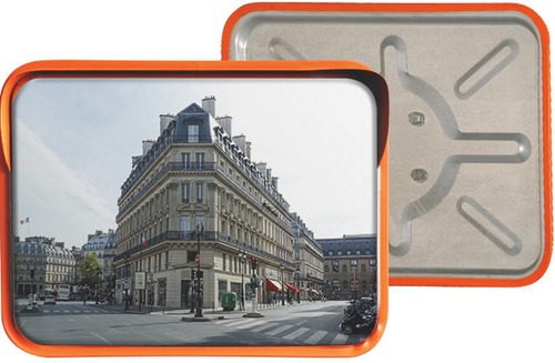 Зеркало сферическое прямоугольное с козырьком из нержавеющей стали 600x800 мм