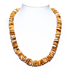 Бусы из цельного натурального янтаря "Пейзажные диски", длина 52 см