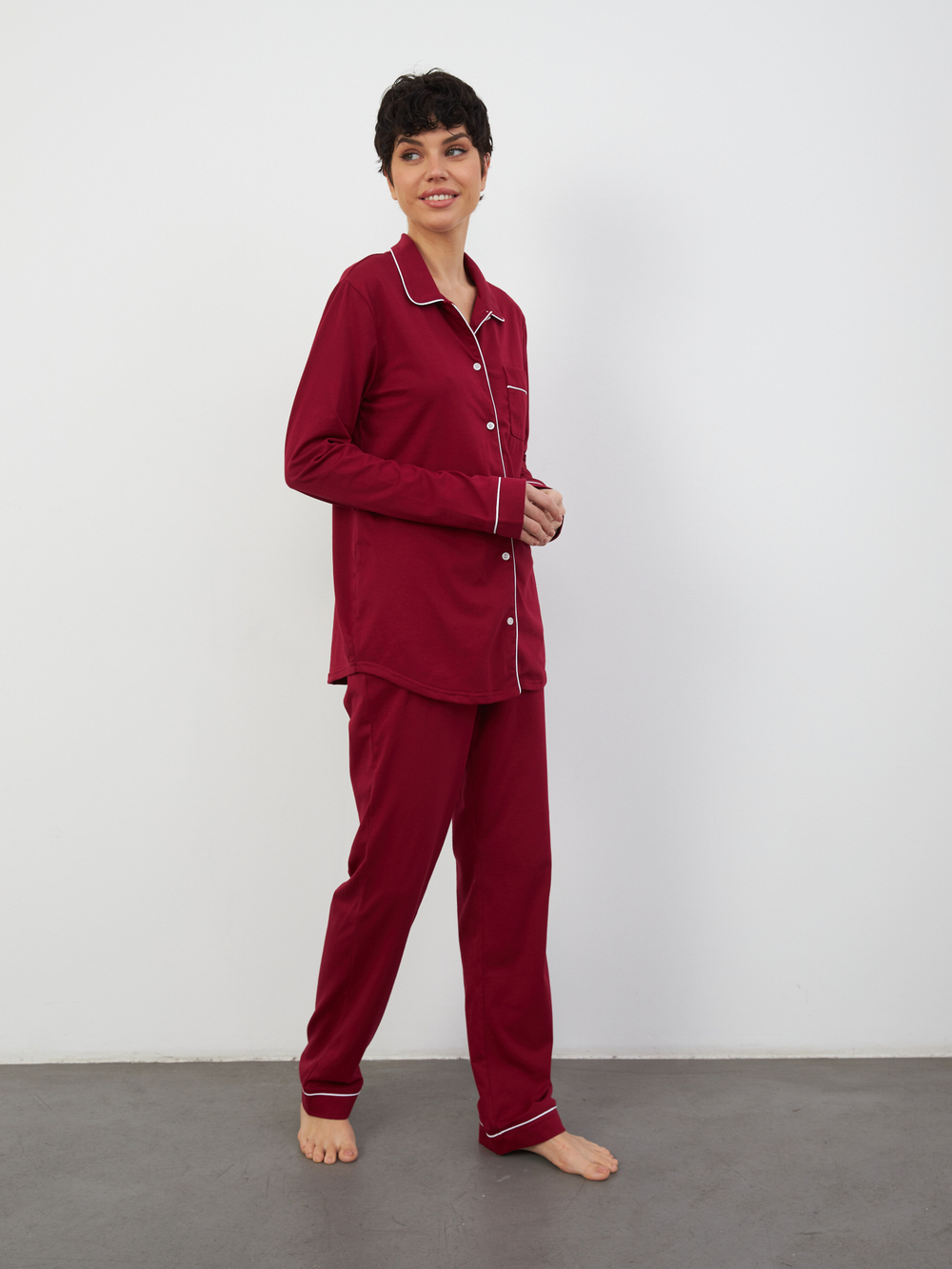 Пижама женская Ihomewear Classic Bordo