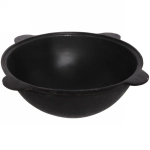 Казан чугунный 6 литров с крышкой с круглым дном