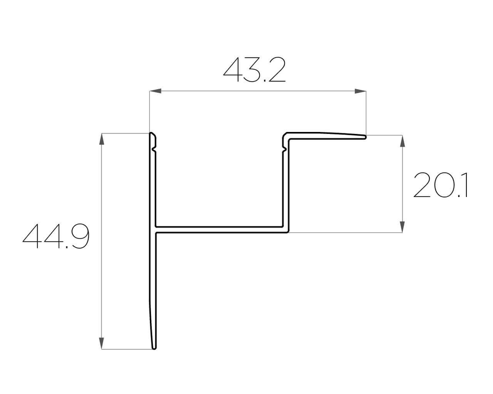 Профиль накладной алюминиевый LC-NKU-4543-2 Anod