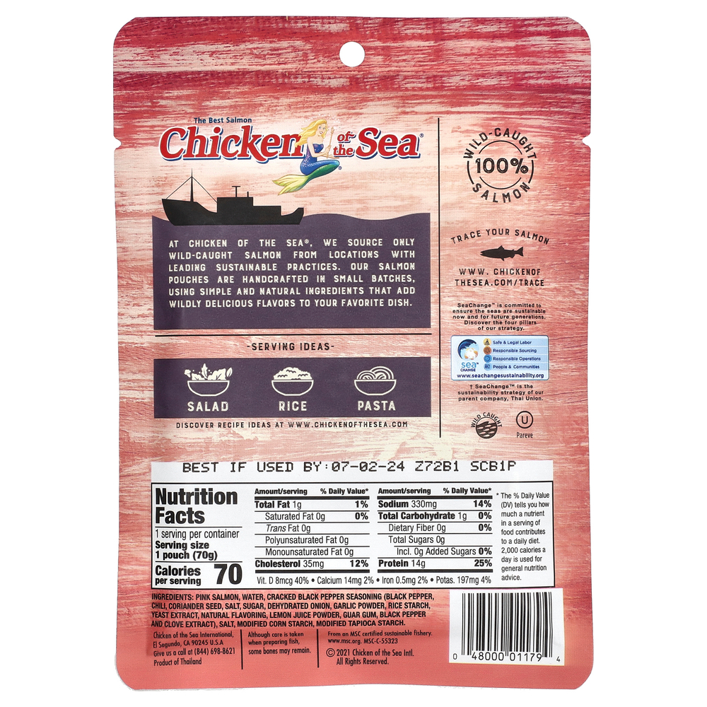 Chicken of the Sea, Горбуша из дикой рыбы, измельченный перец, 70 г (2,5 унции)