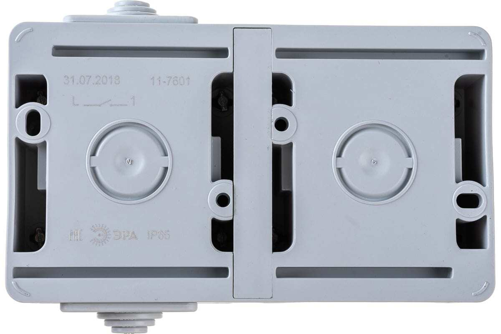 Блок розетка+выкл. гориз. IP65, 16A(10AX)-250В, серый Эксперт ЭРА