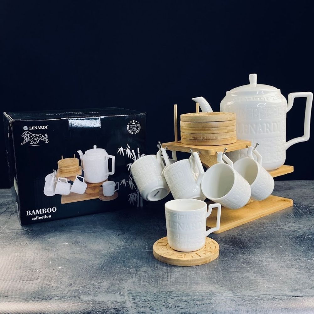 Lenardi 140-142 Кофейный набор 13пр.130 мл на подставке BAMBOO в под.уп.(х6)Фарфор