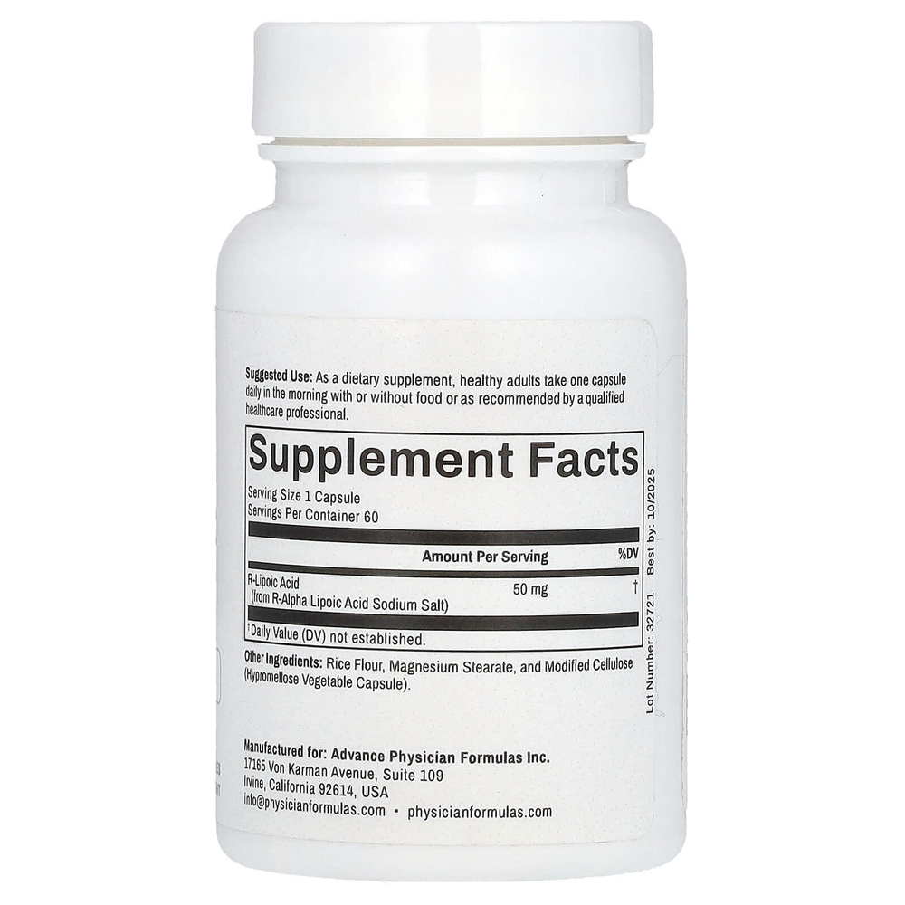 Advance Physician Formulas, R-липоевая кислота, 50 мг, 60 капсул