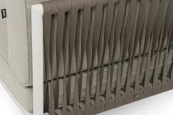 "Касабланка" угловой модуль плетеный из роупа, каркас алюминий светло-серый (RAL7035) муар, роуп серо-коричневый 23мм, ткань бежевая 15052