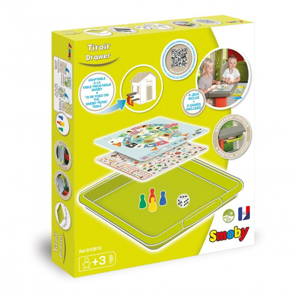 Smoby - Ящик стола для пикника + Настольные игры Аксессуары для садового домика 810913