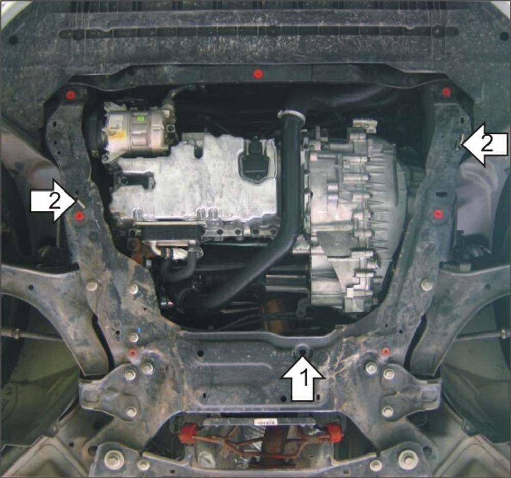 Защита картера Двигателя, КПП. 2 мм, Сталь. для Ford Mondeo IV 2010-2015, Ford S-max 2006-2015 MOTODOR.00737