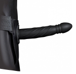 Черный страпон-фаллопротез со спиралевидной фактурой без мошонки - 20,6 см.