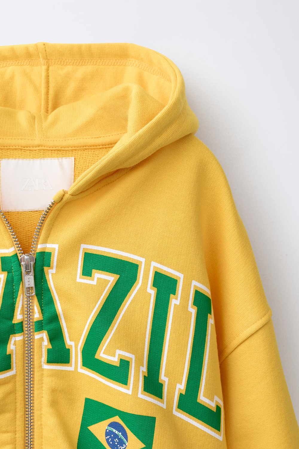 ZARA УКОРОЧЕННАЯ ТОЛСТОВКА BRASIL, ЖЕЛТЫЙ