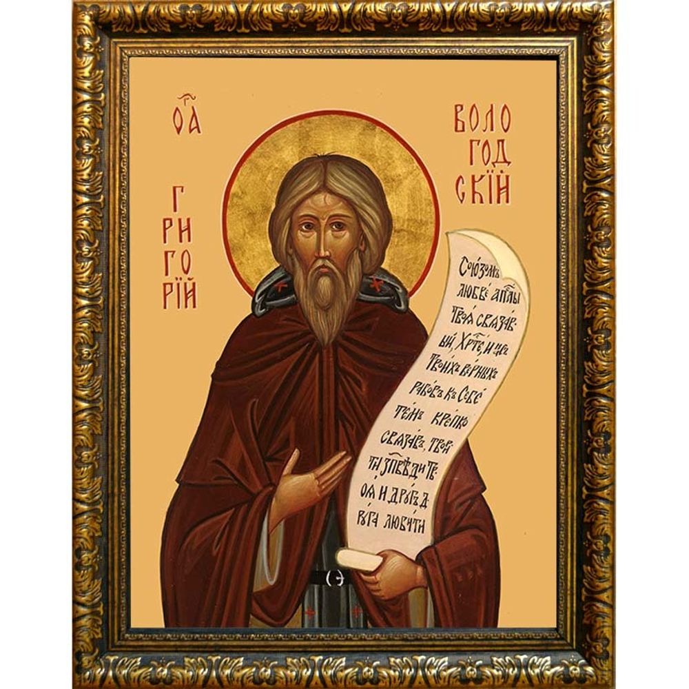 Григорий Пельшемский, Вологодский, преподобный игумен. Икона на холсте.