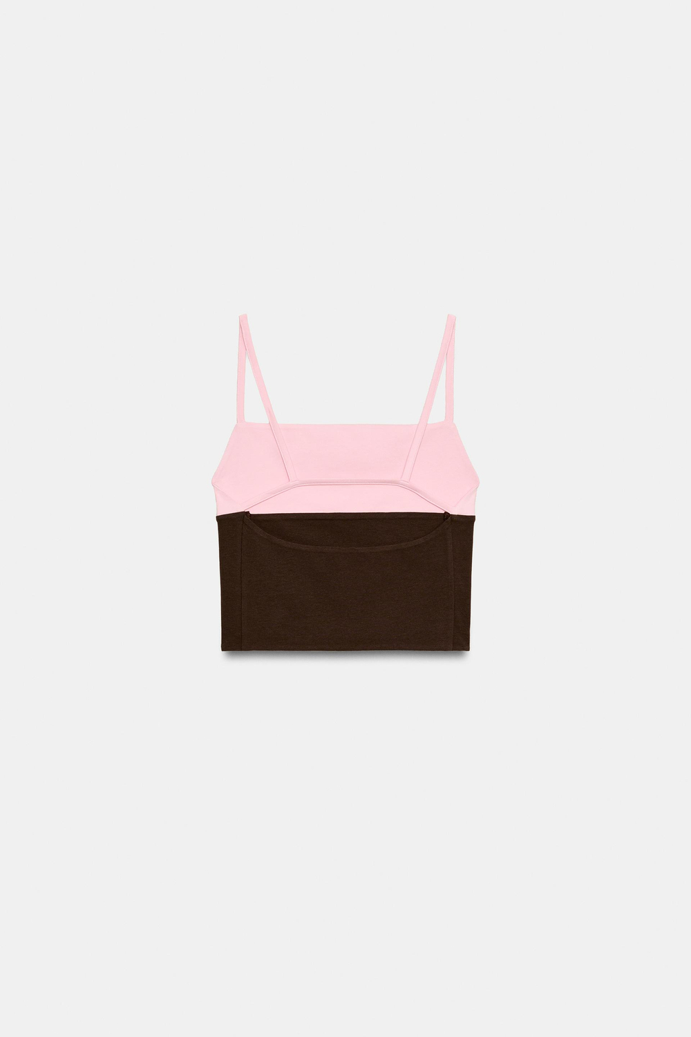 ZARA КОМБИНИРОВАННЫЙ ТОП НА БРЕТЕЛЯХ, РОЗОВЫЙ