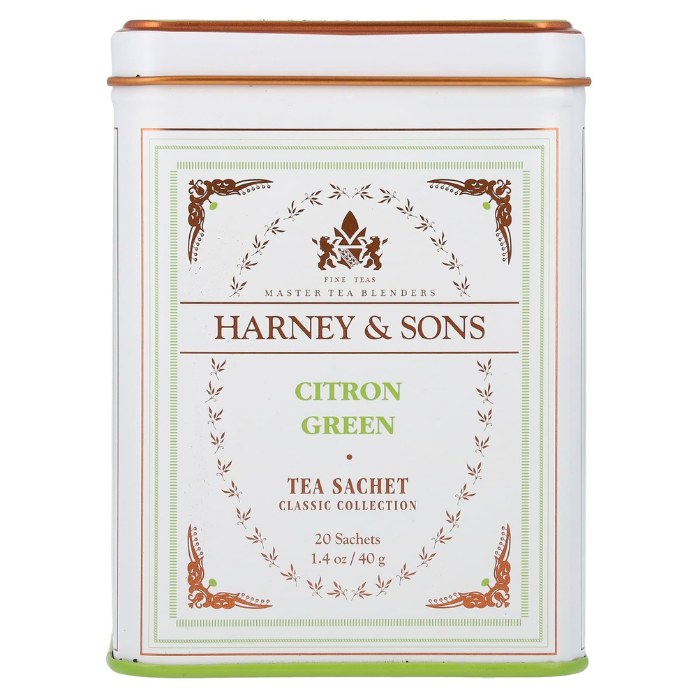 Harney & Sons, Classic Collection, зеленый чай с цитроном, 20 пакетиков, 40 г (1,4 унции)