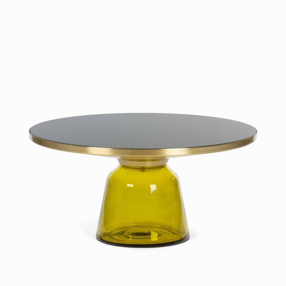Кофейный столик Vaso Glass 1 диаметр 75 стекло закалённое, желтый, черный