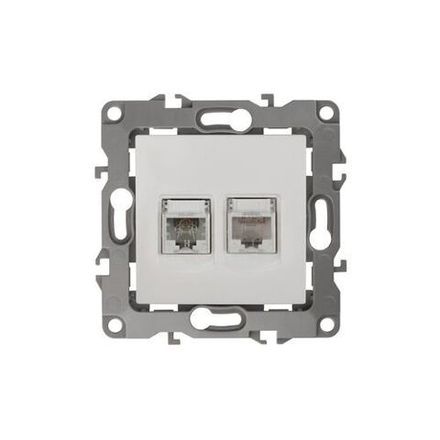 Розетка компьютерная + телефонная 2-м Эра12 12-3109-01 RJ45 + RJ11 IP20 бел. Эра Б0018248