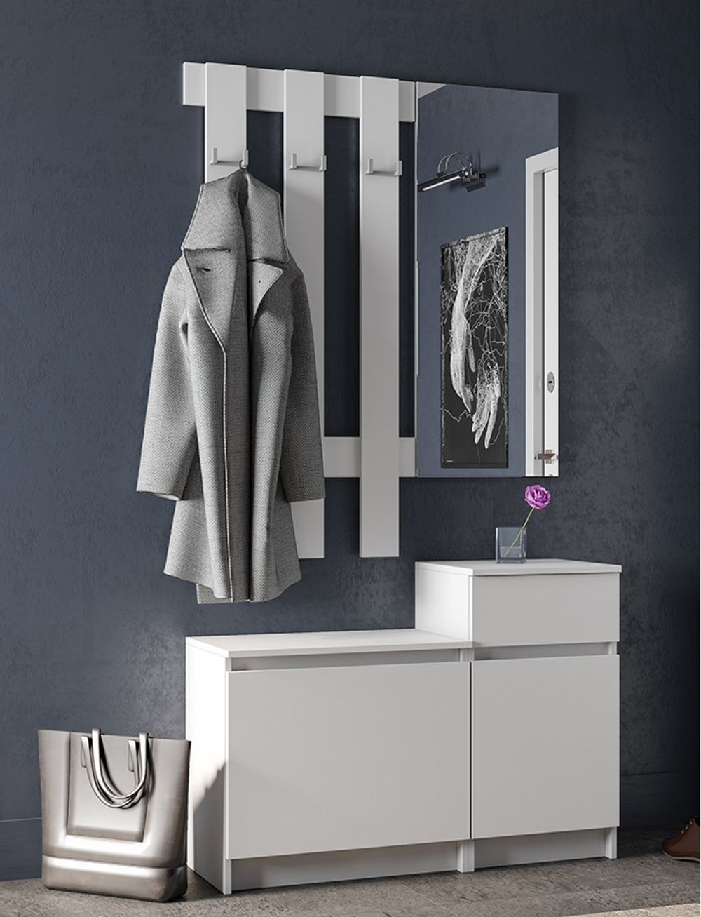 МС Мори Прихожая МПВ 600 (МП/3) Белый, ДСВ-Мебель