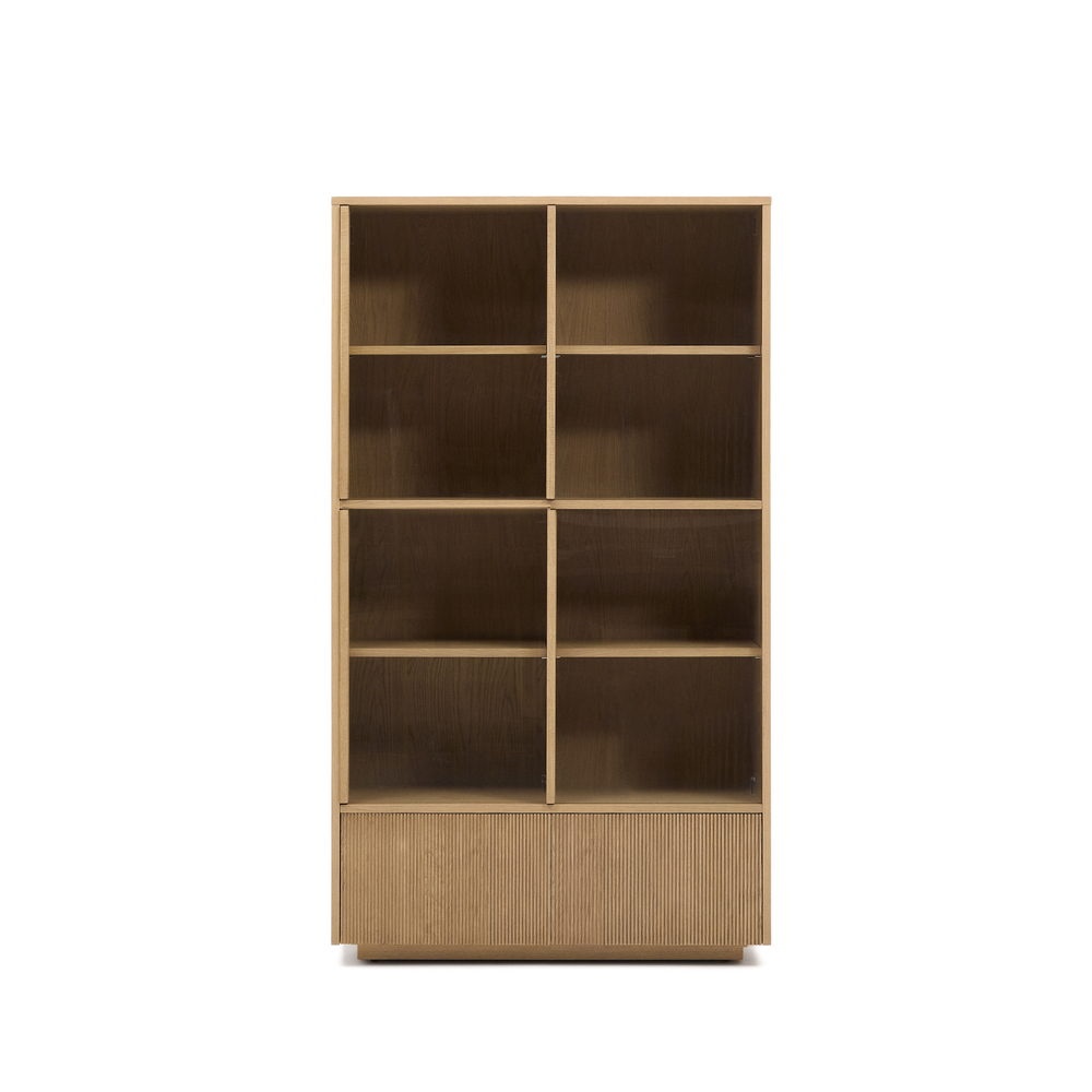 Витрина Helvine 4 двери 2 ящика дубовый шпон и закаленное стекло 100 x 174