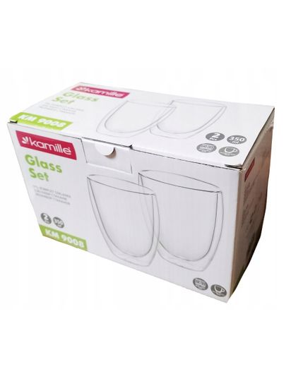 Набор стеклянных стаканов 2 шт. 350 мл. Kamille KM 9008 с двойными стенками