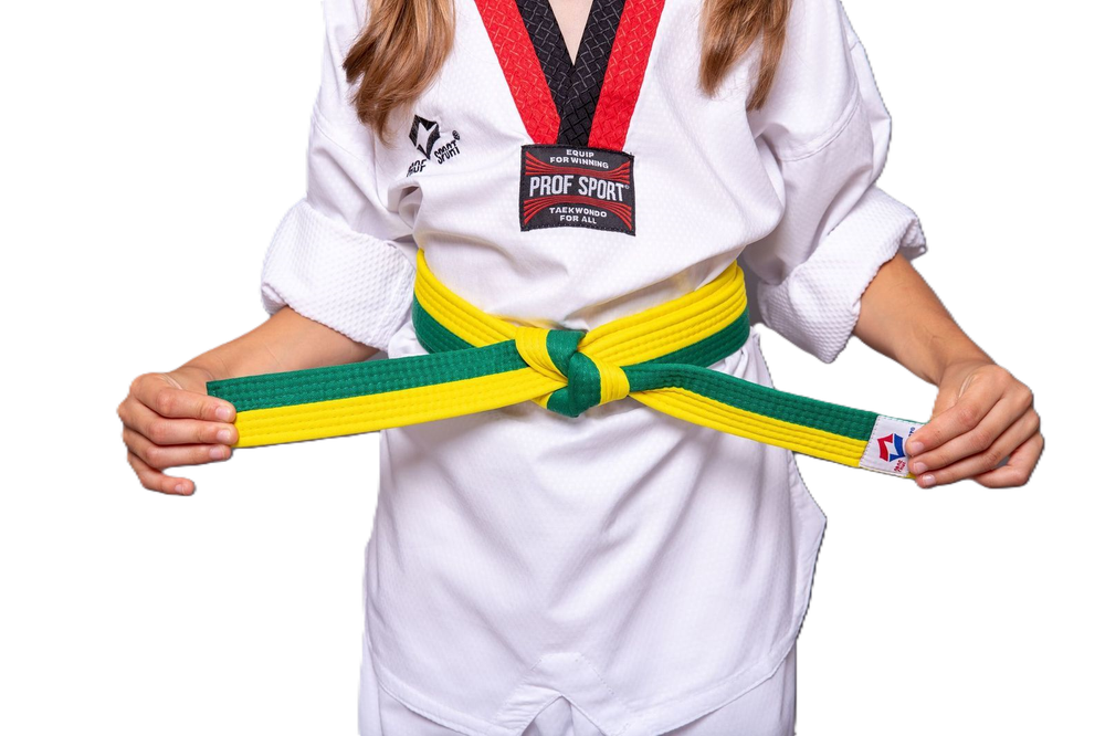 Пояс для тхэквондо ProfSport без вышивки (4 см) желто-зеленый