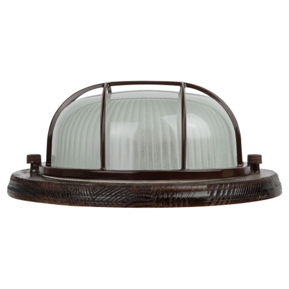 Светильник ЭРА НБО 03-60-022 Кантри дерево/стекло решетка IP54 E27 max 60Вт D220 круг орех | Светильники ЖКХ РБ