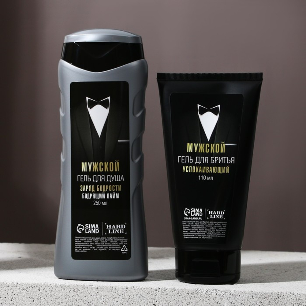 Подарочный набор «Подарок джентльмену», бодрящий гель для душа 250 мл, гель для бритья 110 мл