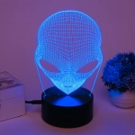 Светильник ночник «3D-Пришелец» на пластиковой подставке, с включателем USB